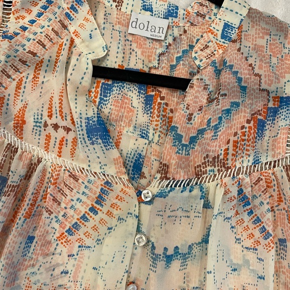 Anthropologie Dolan Mesilla Peasant Aztec Print Blouse Size M Colorful Boho - Picture 2 of 7